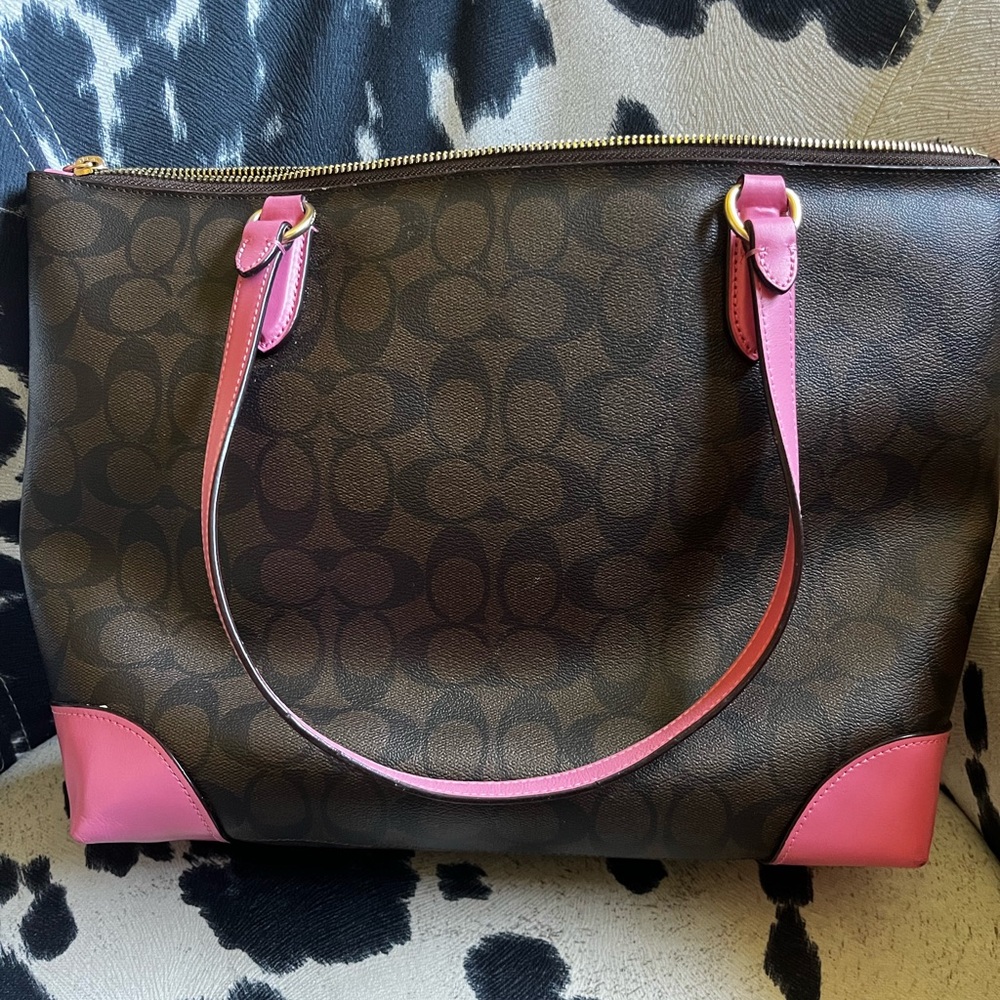 Pink brown coach bag